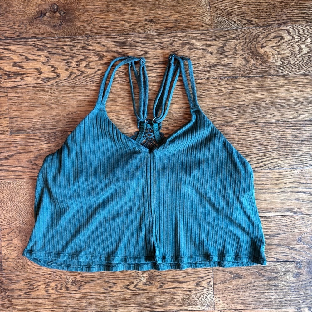 Aerie Ribbed Lace Back Bralette - Women’s Medium - Green